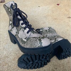 Universal Thread | Brie Lace-Up Snakeskin Combat Boot